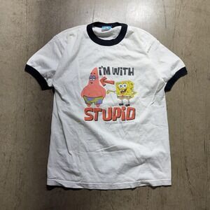 SpongeBob SquarePants Shirt Mens Large White I'm With Stupid Graphic Tee